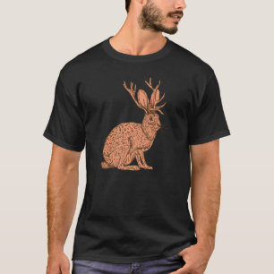 Retro Wild Animal Jackrabbit With Antelope Horns J T-Shirt