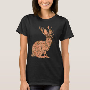 Retro Wild Animal Jackrabbit With Antelope Horns J T-Shirt