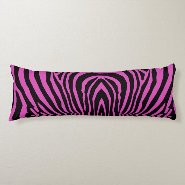 RETRO WILD ANIMAL PRINT PATTERN PINK BLACK STRIPED BODY CUSHION (Front)