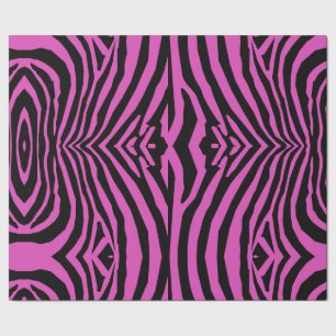 RETRO WILD ANIMAL PRINT PATTERN PINK BLACK STRIPED WRAPPING PAPER