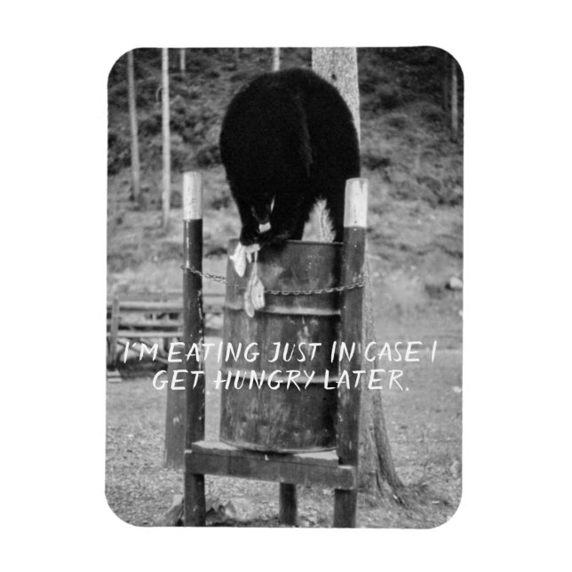 Retro Wild Black Bear Trash Scavenging Garbage Magnet (Vertical)