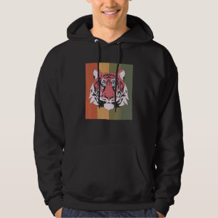 Retro Wild Cat Asian Wildlife Predator Animal Tige Hoodie