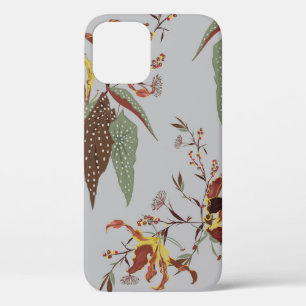 Retro wild flower vintage mood, botanical plants iPhone 12 case