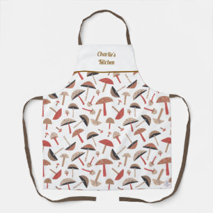 Retro Wild Mushrooms Cute Whimsical Botanical Apron