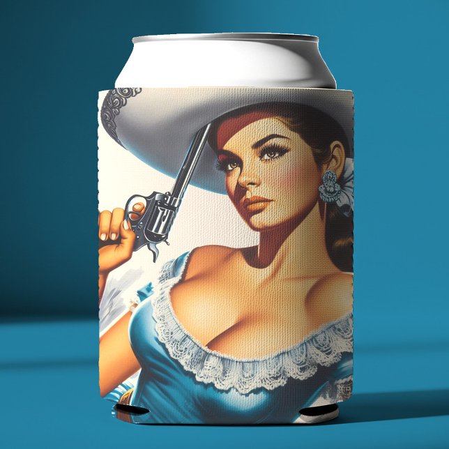 Retro Wild West Pin-up Can Cooler (Creator Uploaded)