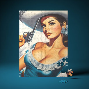 Retro Wild West Pin-up Jigsaw Puzzle