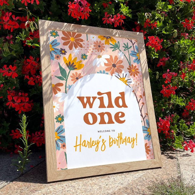 Retro Wildflower 1st Birthday Party Welcome Sign (Creator Uploaded)