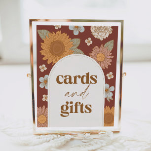 Retro Wildflower Baby Shower Cards and Gifts Sign