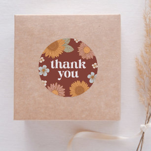 Retro Wildflower Baby Shower Thank You Classic Round Sticker