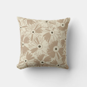 Retro Wildflower & Diamond Grid Reversible Earthy Cushion