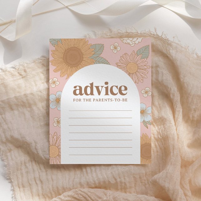 Retro Wildflower Girl Baby Shower Advice Card (Creator Uploaded)