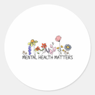 Retro Wildflower Mental Health Problems Awareness Classic Round Sticker