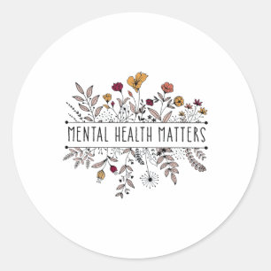 Retro Wildflower Mental Health Problems Awareness  Classic Round Sticker