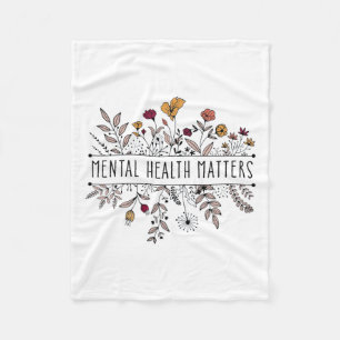 Retro Wildflower Mental Health Problems Awareness  Fleece Blanket