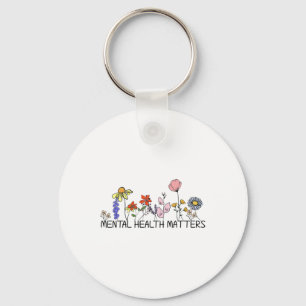 Retro Wildflower Mental Health Problems Awareness Key Ring
