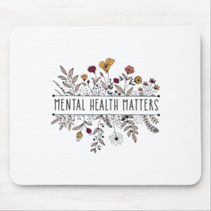 Retro Wildflower Mental Health Problems Awareness Mouse Pad