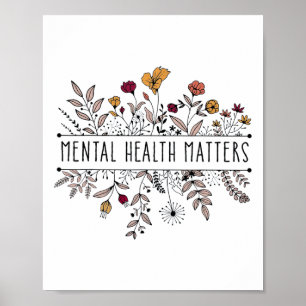 Retro Wildflower Mental Health Problems Awareness Poster