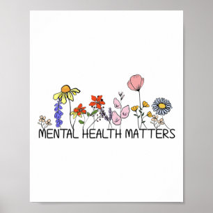 Retro Wildflower Mental Health Problems Awareness  Poster