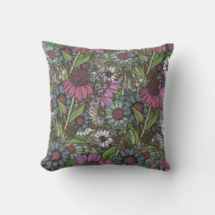 Retro Wildflower Winter Garden Cushion