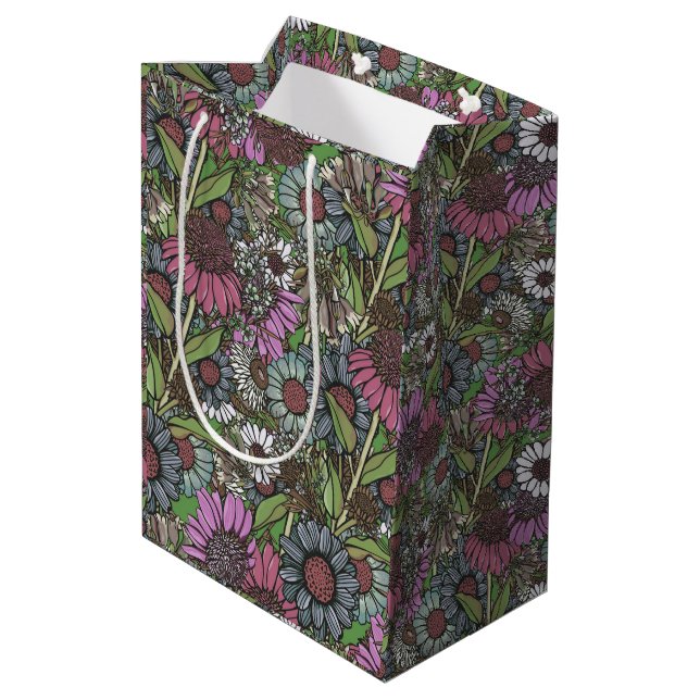 Retro Wildflower Winter Garden Medium Gift Bag (Back Angled)
