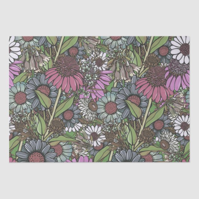 Retro Wildflower Winter Garden Tissue Paper (Front)