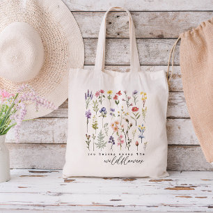 Retro Wildflowers Floral Tote Bag