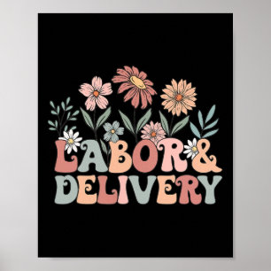 Retro Wildflowers Labour And Delivery Nurse Ck To  Poster