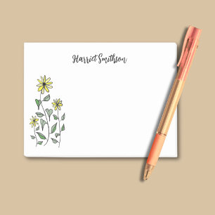 Retro Wildflowers Personalised Daisy Art Fun Boho Post-it Notes