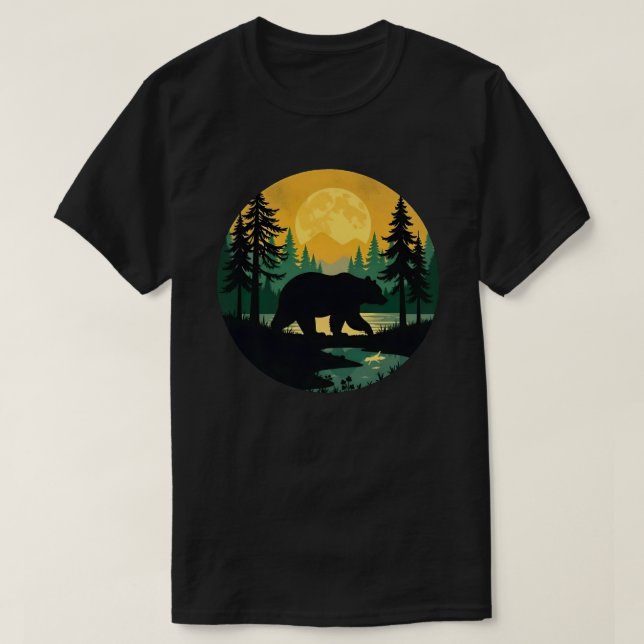 Retro Wildlife Forest Bear Outdoors Nature  T-Shirt (Design Front)