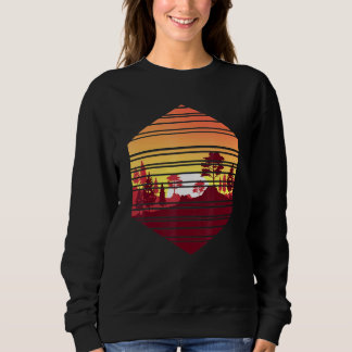 Retro Wildlife Outdoor Forest Trees Sunset Wild Na Sweatshirt