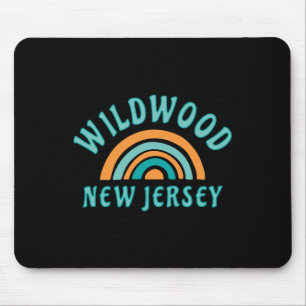 Retro Wildwood New Jersey Rainbow Nj Ocean Beach V Mouse Pad