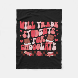 Retro Will Trade Students For Chocolate Teacher Va Fleece Blanket