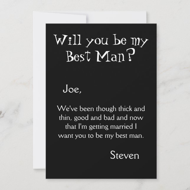 Retro Will You Be My Best Man Invitation (Front)