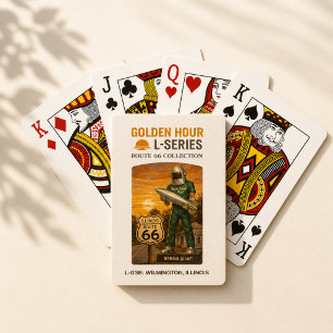 Retro Wilmington Illinois Route 66 Landmark Art Playing Cards