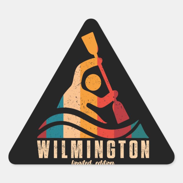 Retro Wilmington Kayaking Triangle Sticker (Front)
