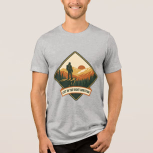 Retro Wind Turbine Mountain T-Shirt - 70s Nature Tri-Blend Shirt