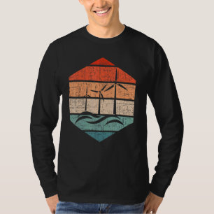 Retro Wind Turbine Tower Technician Renewable Ener T-Shirt