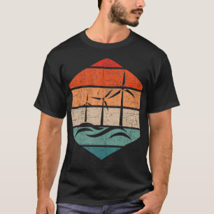 Retro Wind Turbine Tower Technician Renewable Ener T-Shirt