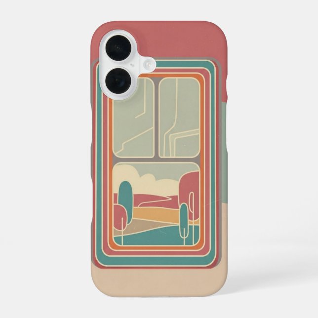 Retro Window Frame iPhone 16 Case (Back)