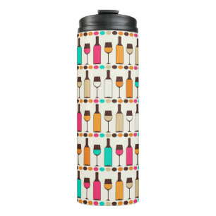 Retro wine bottles and glasses