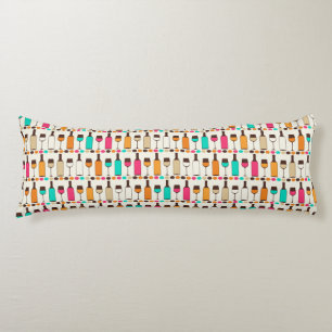 Retro wine bottles and glasses body cushion