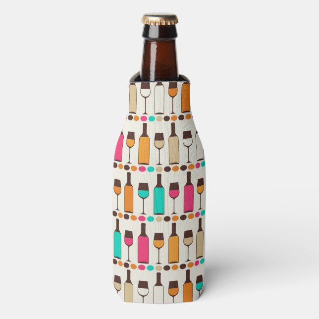Retro wine bottles and glasses bottle cooler (Bottle Front)