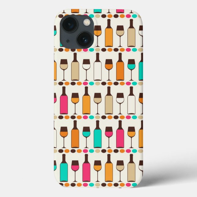 Retro wine bottles and glasses Case-Mate iPhone case (Back)