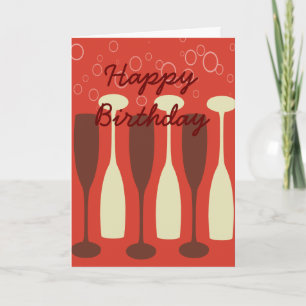 Retro wine glasses HappyBirthday Card