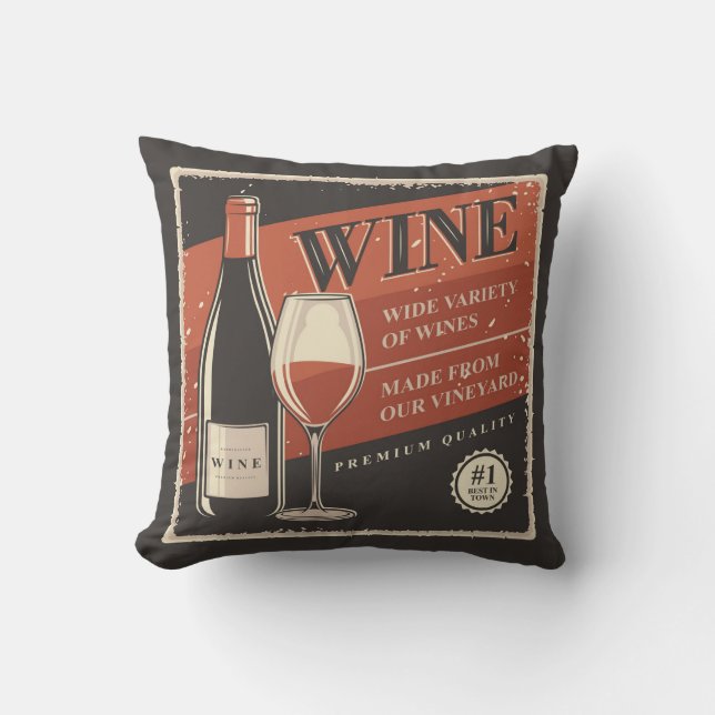 Retro Wine party Throw Pillow (Front)