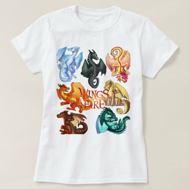 Retro Wings of Fire All Together Rainwings Dragon T-Shirt (Design Front)
