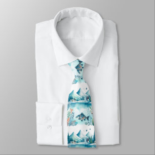 Retro Winter Fishing Pattern Tie