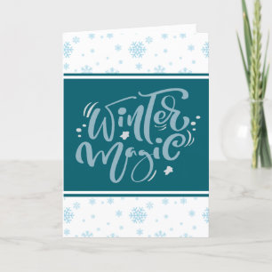 Retro Winter Magic Snowflake Christmas Greeting Holiday Card