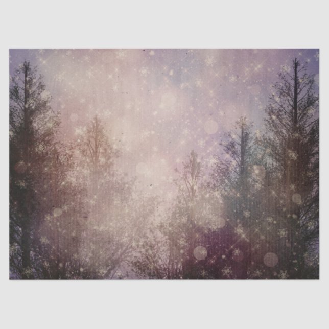 Retro Winter Pine Tree Forest Decoupage Tissue Paper (Front)