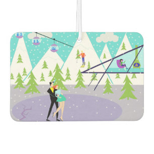 Retro Winter Ski Resort Air Freshener